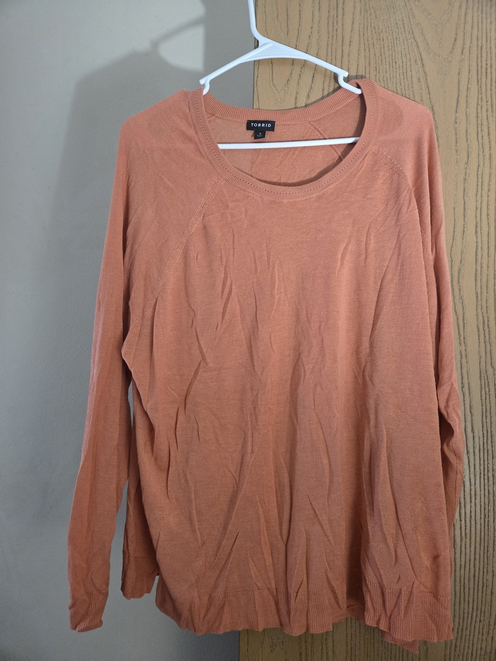 torrid Long Sleeve Crewneck Top - Coral